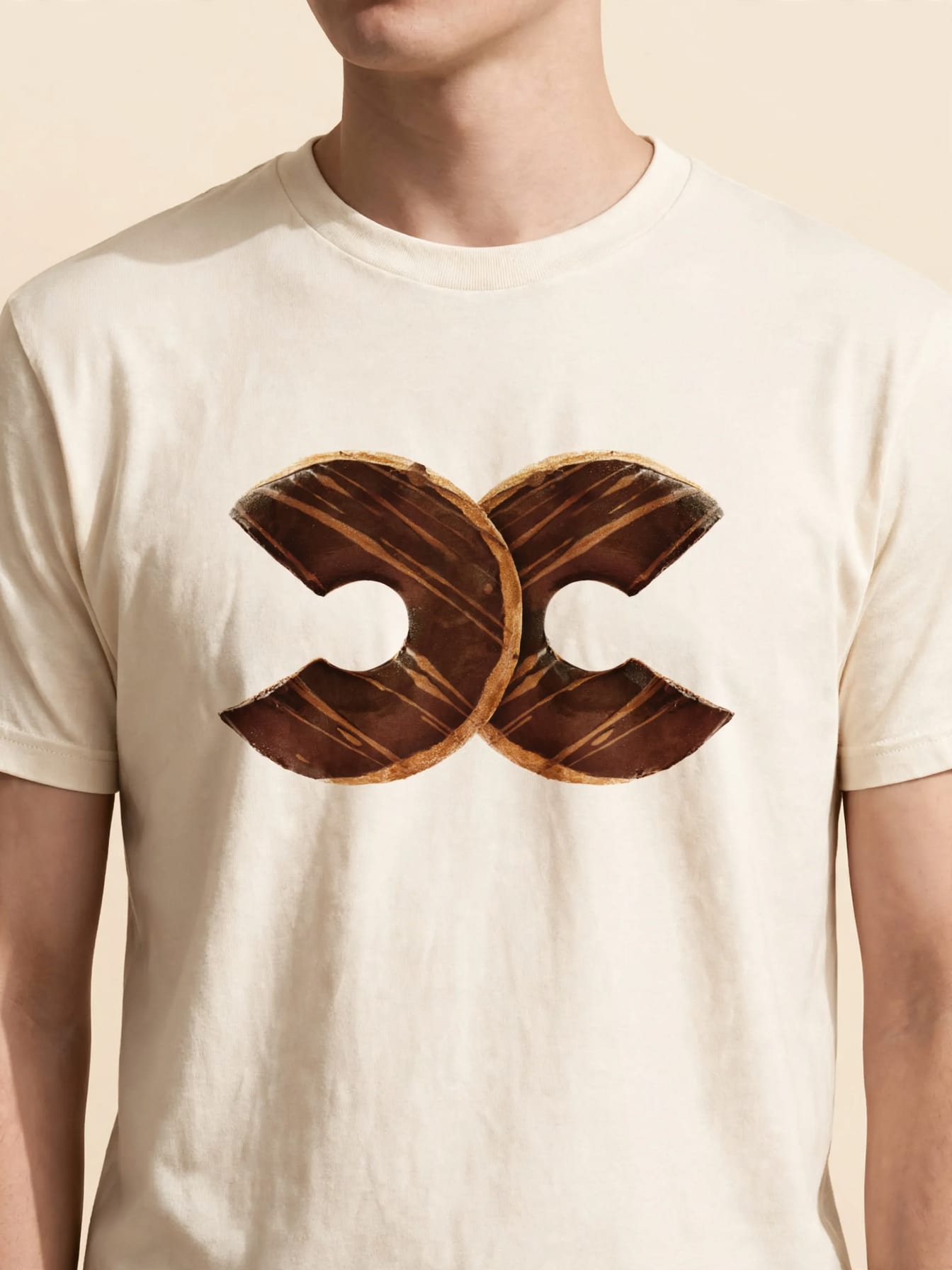 Cream Graphic Tshirt on Model example 1
