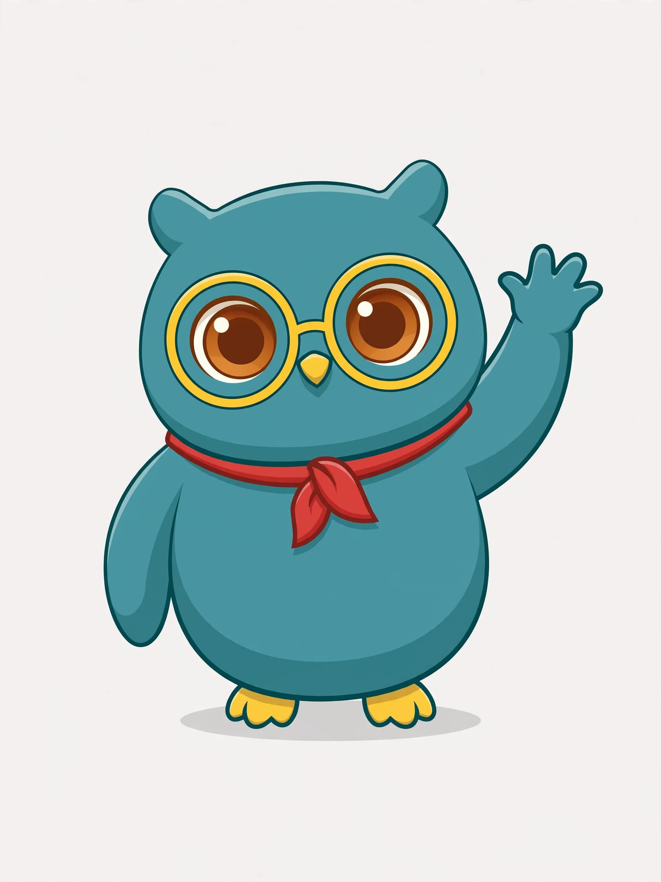 Cute Cartoon Owl Waving example 1