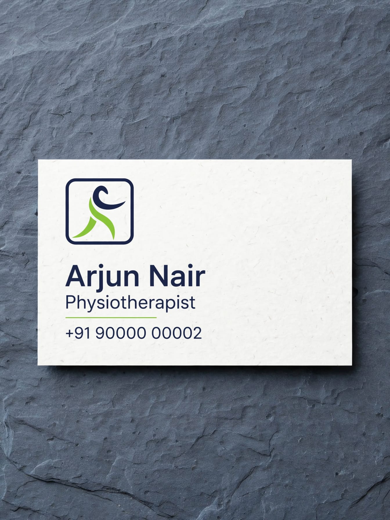 Physiotherapist Business Card on Slate Surface example 2, output 2