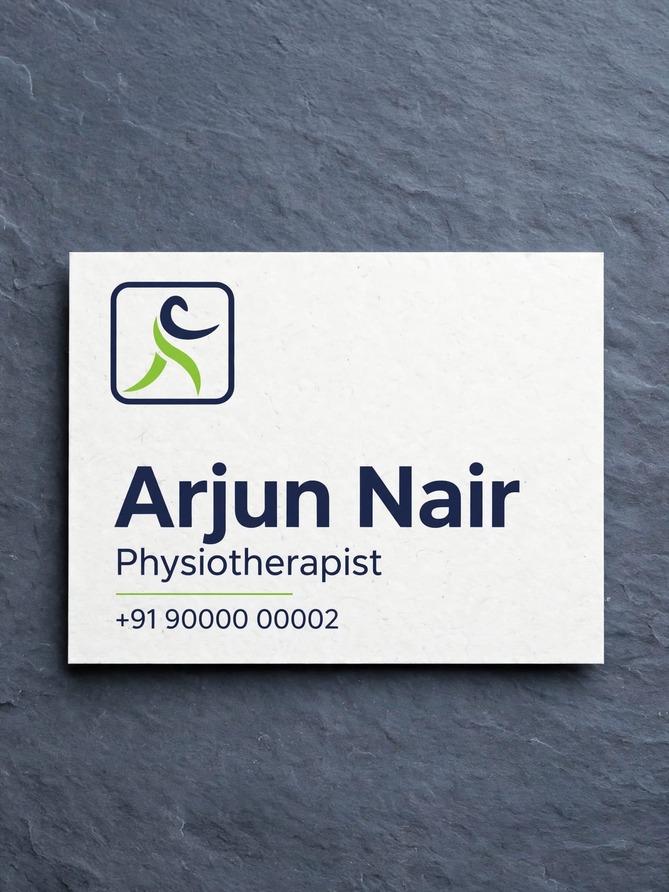 Physiotherapist Business Card on Slate Surface example 2