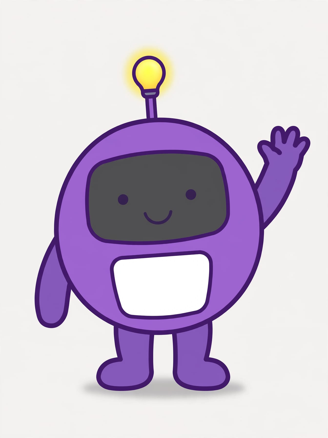 Cute Purple Robot Waving Mascot example 3