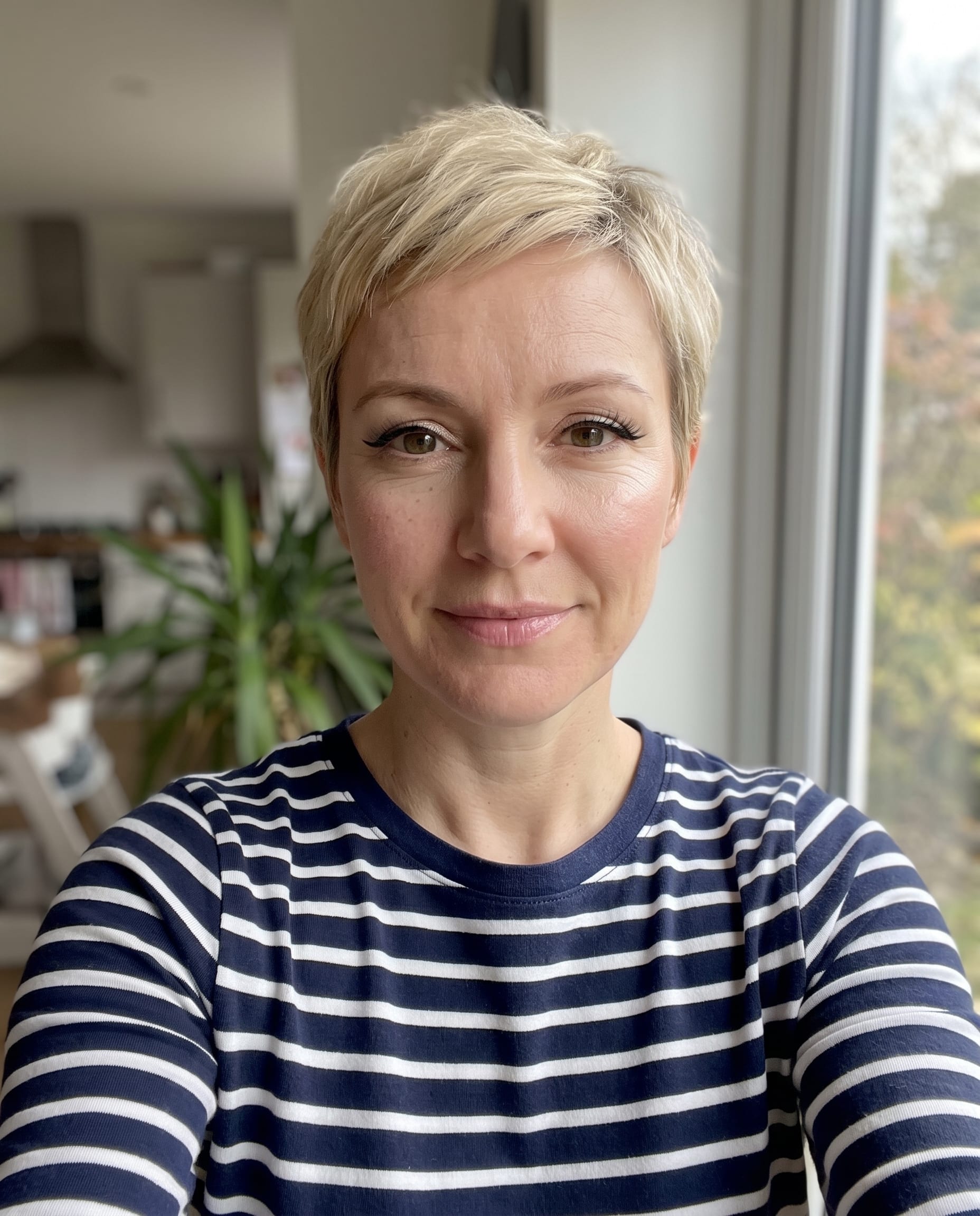 Woman in Striped Shirt by Window example 5