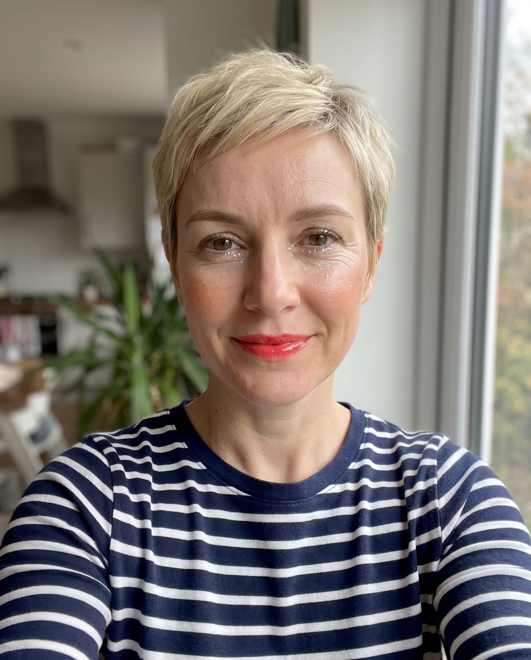 Woman in Striped Shirt by Window example 5, output 2