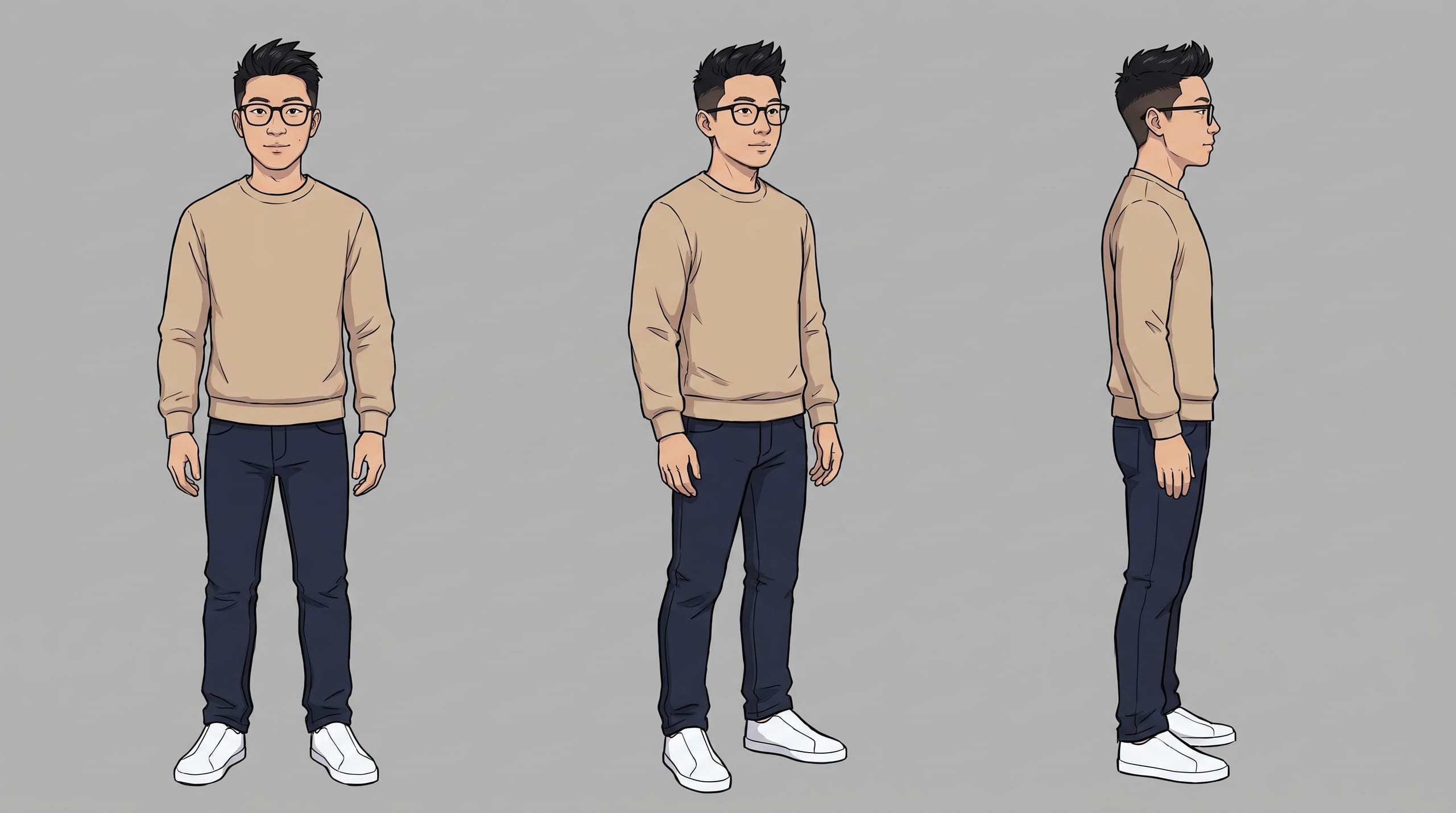 Male Character Model Turnaround Sheet example 5
