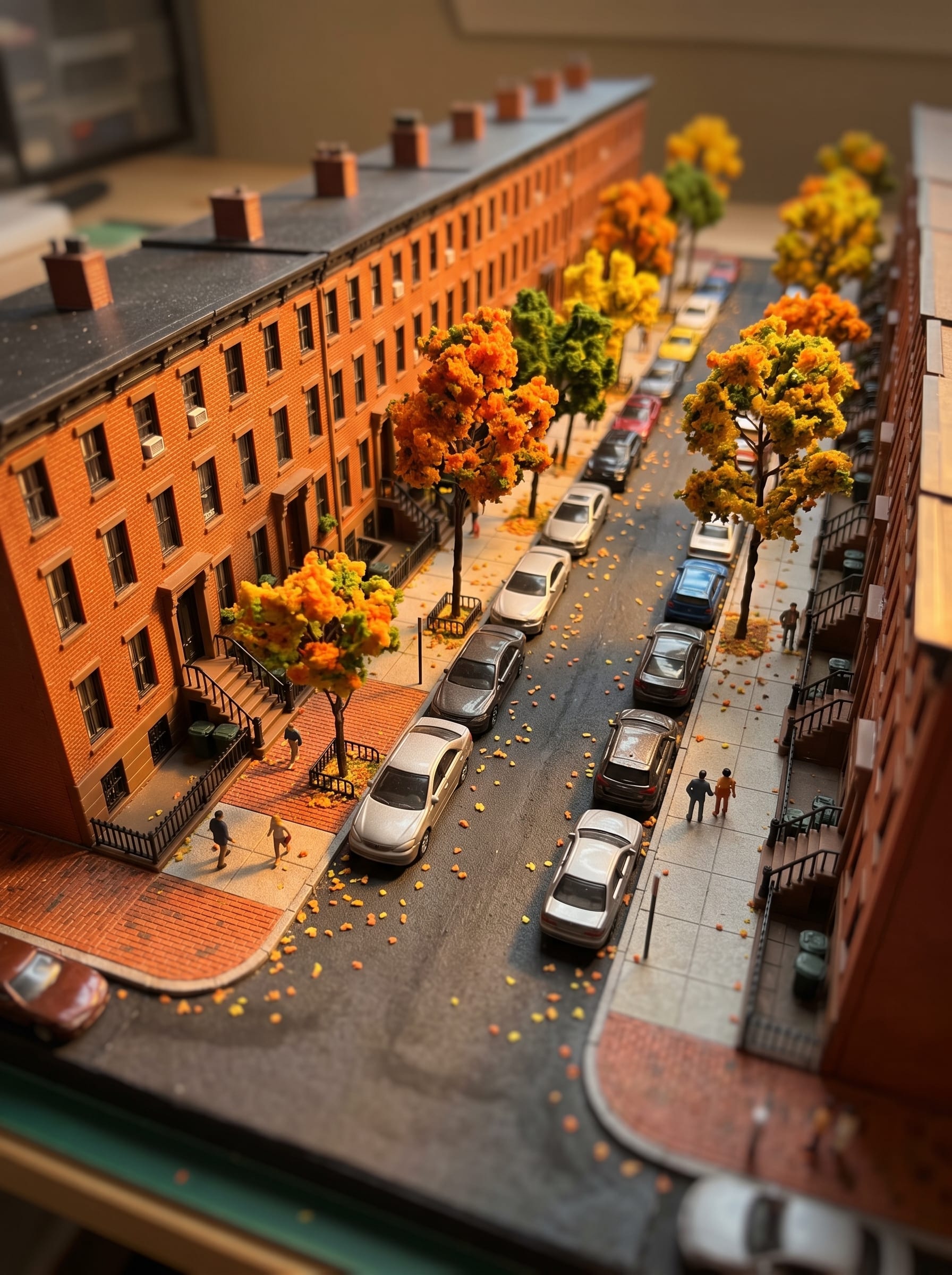 Miniature Brownstone Street in Autumn example 4