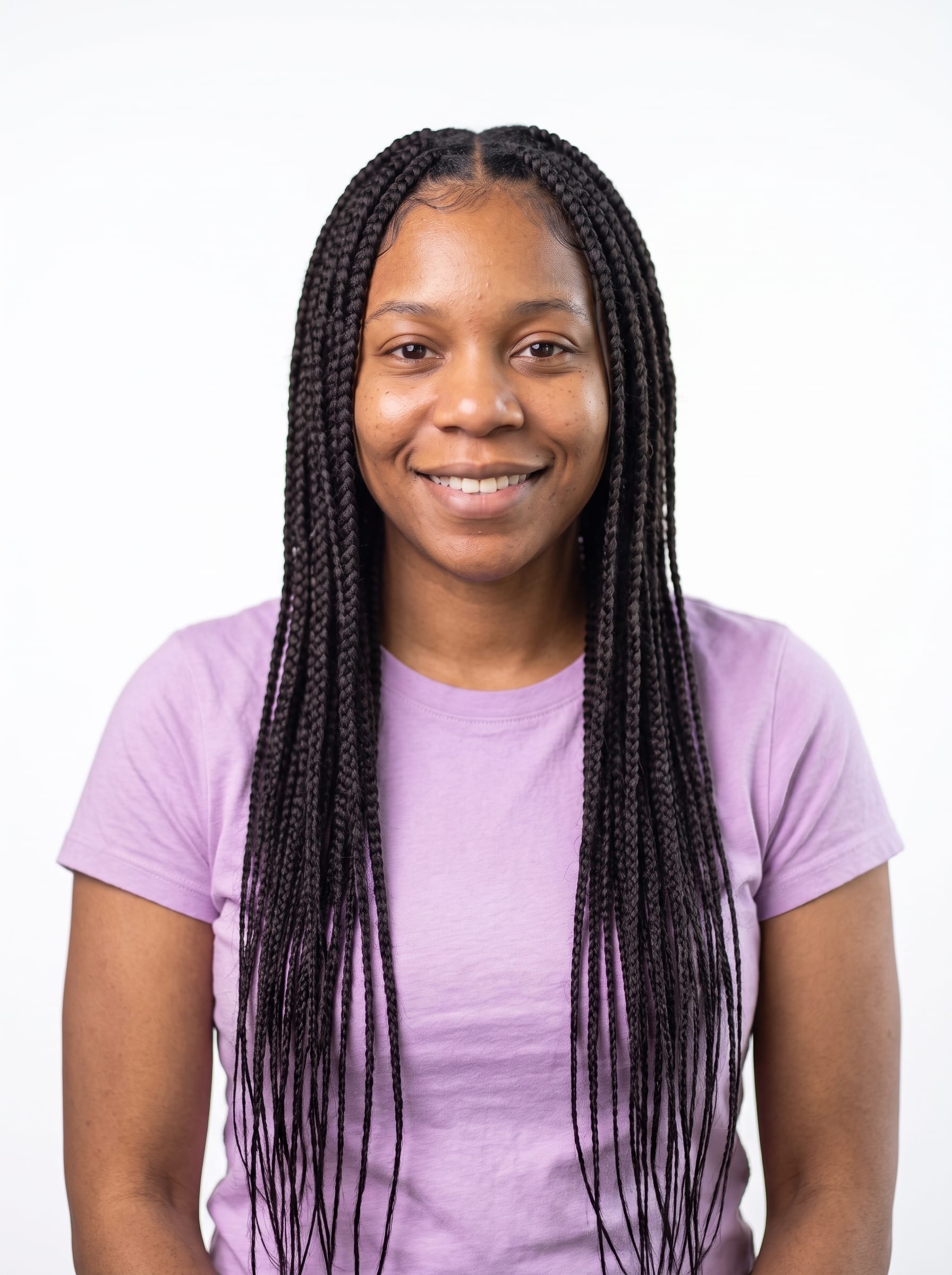Smiling Woman with Long Braided Hair example 3