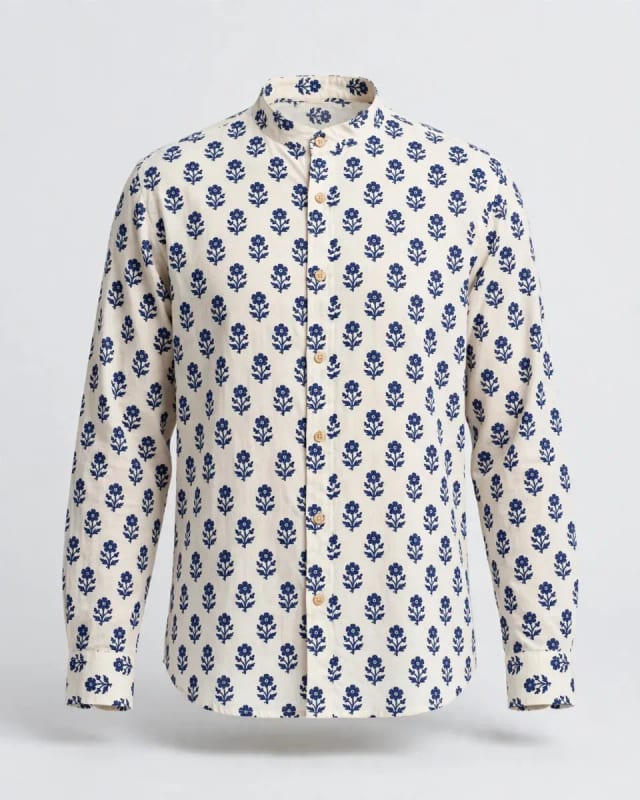 Meta AI illustration: Blue motif shirt