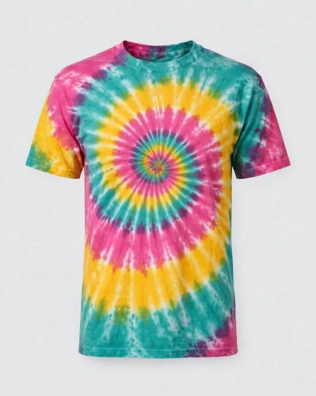 Meta AI illustration: Multicolour spiral tee