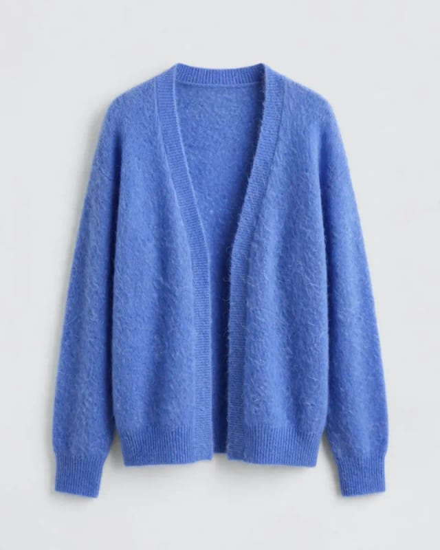 Meta AI illustration: Blue fuzzy cardigan