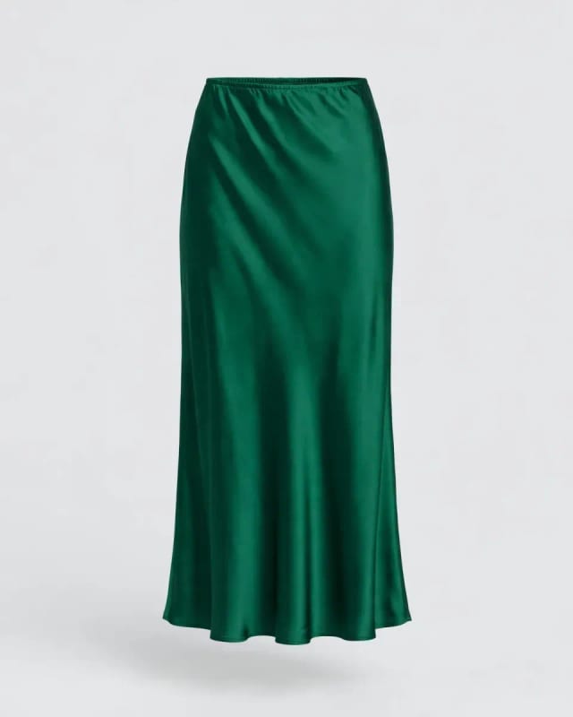 Meta AI illustration: Emerald satin skirt