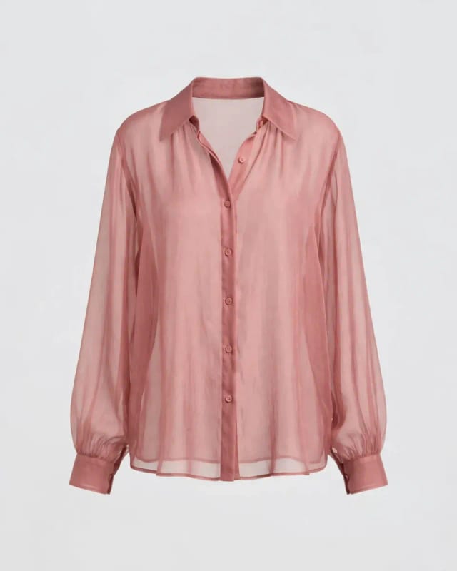 Meta AI illustration: Dusty-rose sheer blouse