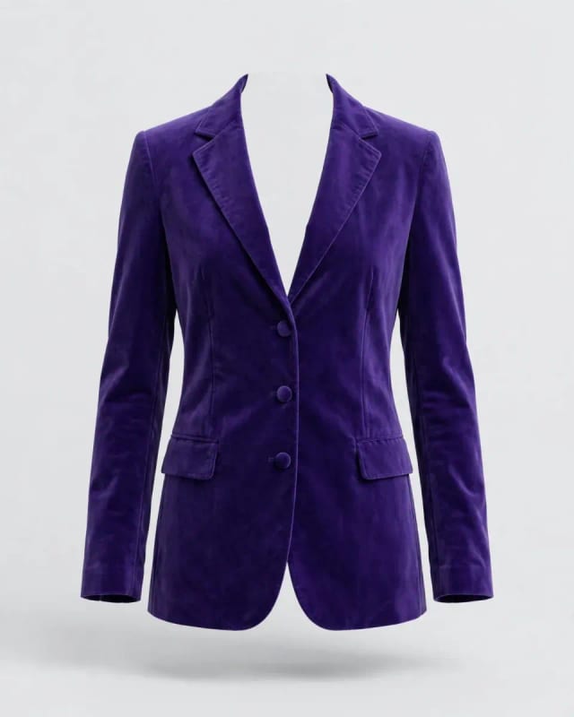 Meta AI illustration: Purple velvet blazer