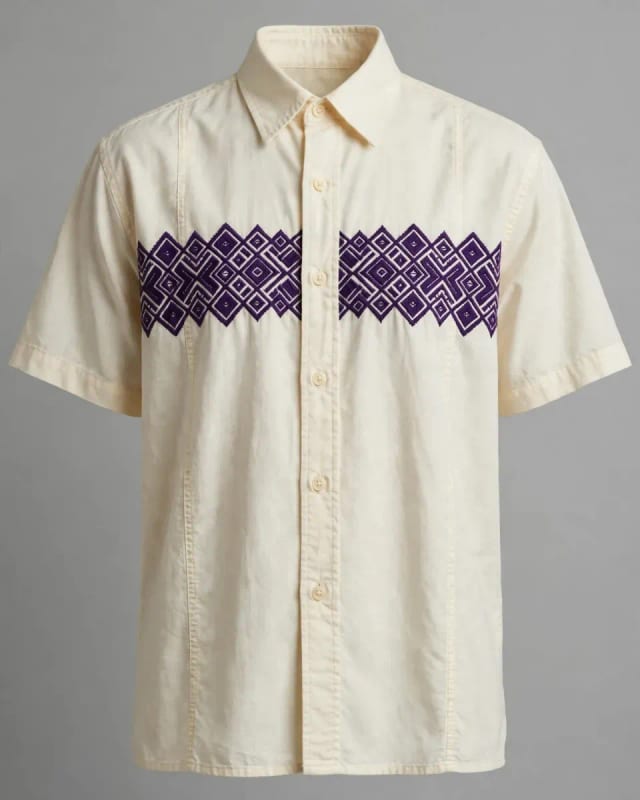Meta AI illustration: Cream shirt with chest embroidery