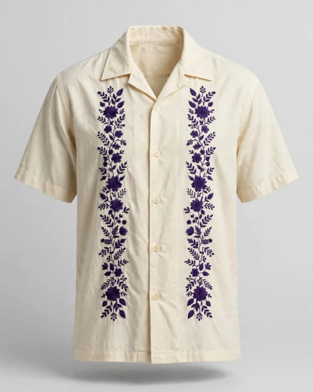 Meta AI illustration: Embroidered camp shirt
