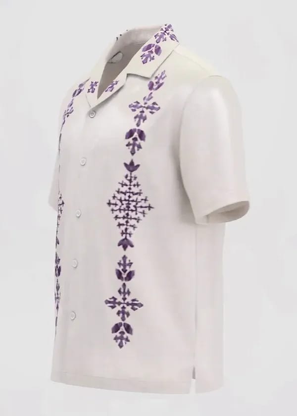 Corrected output at the same 1.00 s: light shirt with purple embroidery