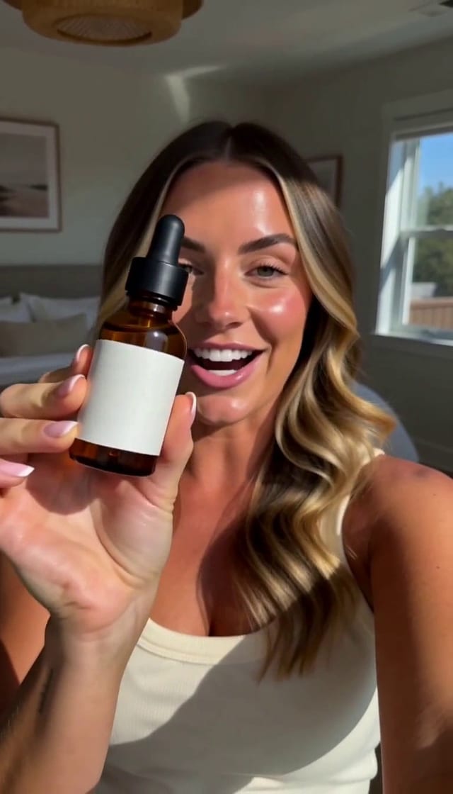 Hair Serum Routine in Sunlit Bathroom example 5