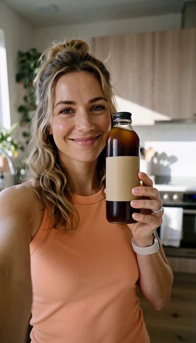 Iced Coffee Routine in Sunlit Kitchen example 2