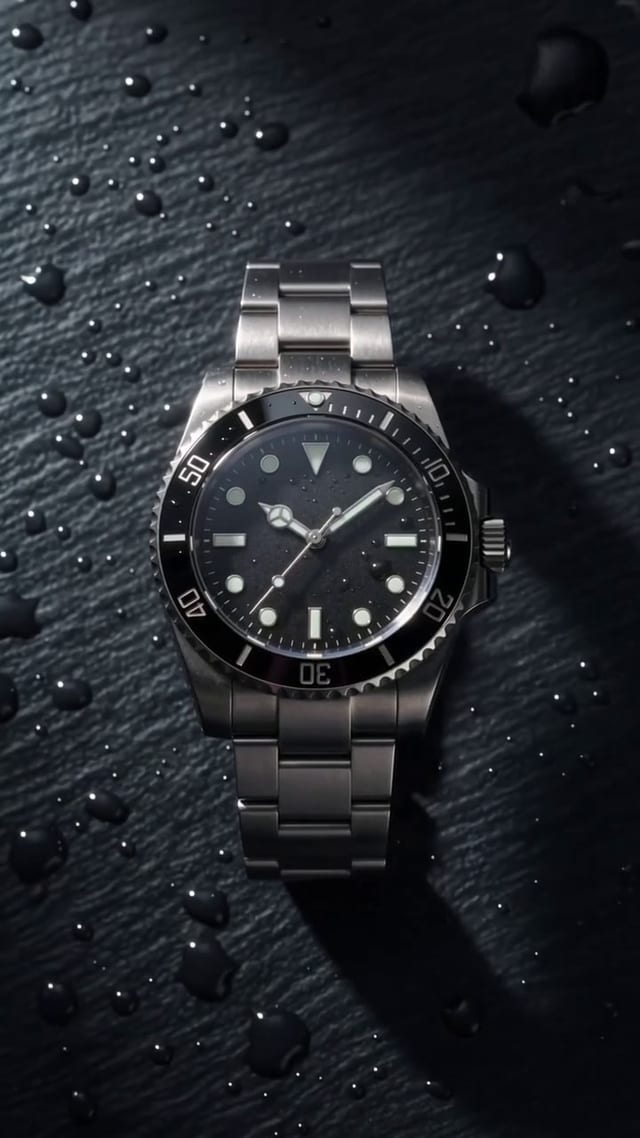 Luxury Diver Watch on Wet Slate example 7