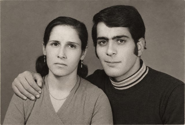 Restored Studio Portrait of Young Couple example 1